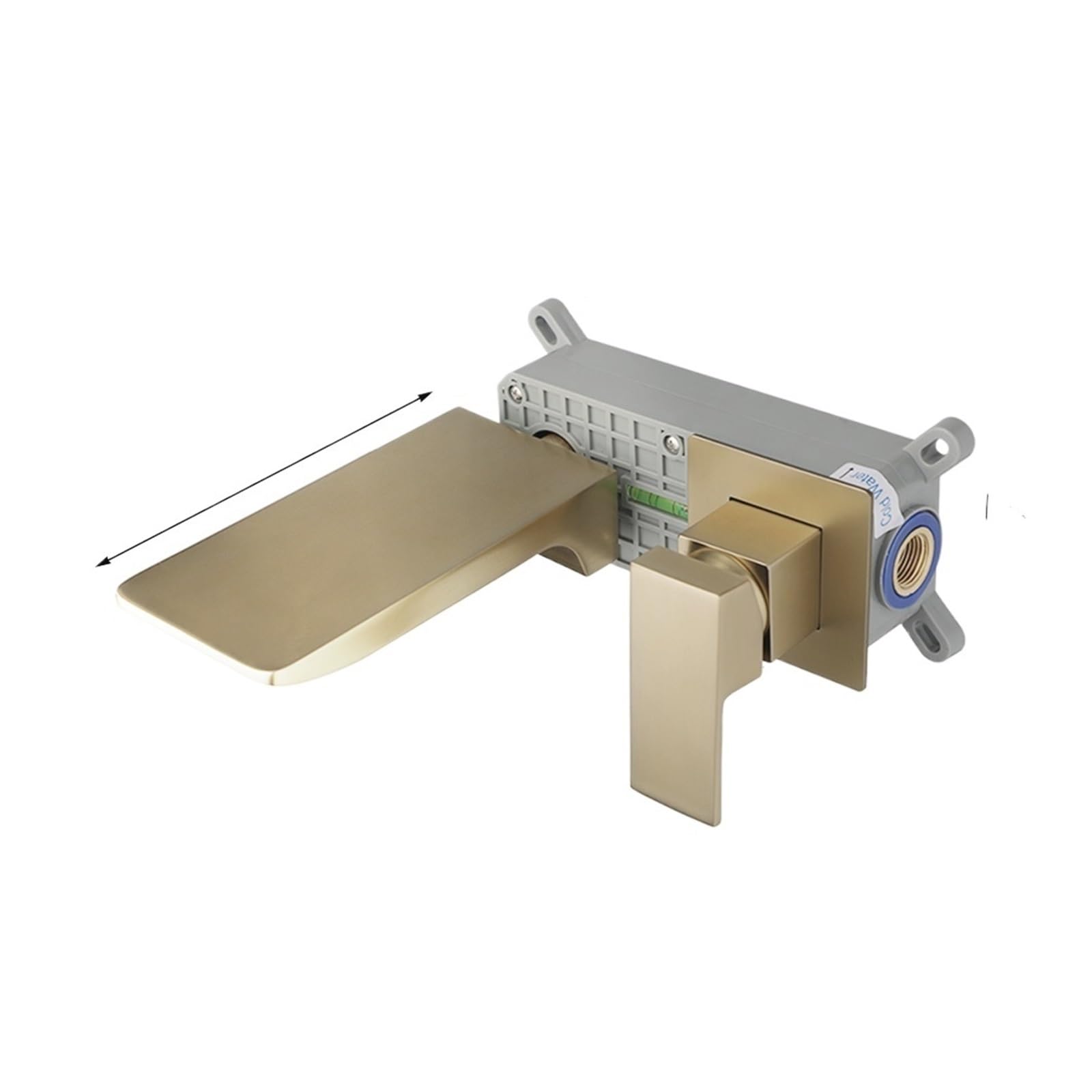 CVFRDD Brushed Gold Bathroom Sink Faucet, Embedded Box Valve Bathtub Waterfall Mixer Tap, Wall Mounted Hot Cold Water Crane