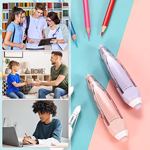 20 Pcs Refillable Retractable Correction Tape Set, 2 Mini Cute Aesthetic Correction Tape Pen With 18 Replacement White Tape Refill For Student Writing Stationary School Office Supplies (Pink, Purple) #TOP3