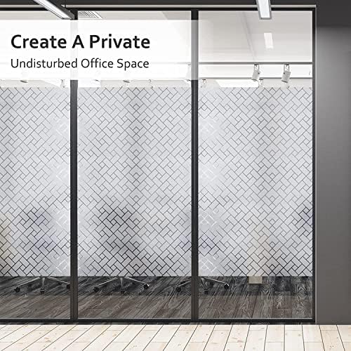 Image of WISDOM Window Film Frosted Glass Film Ass Film No Glue Anti-UV Window Sticker Non Adhesive for Privacy Office Meeting Room Bathroom Living Room (Rectangle Frosted, 24 x 240)