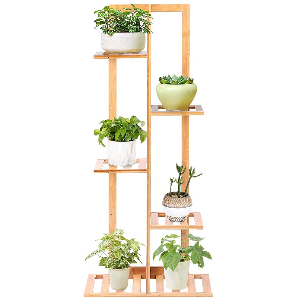 Ejoyous Scaffale per Piante in Legno di Bambù, 5 Strati, 6 Vasi, Porta Piante da Balcone, Soggiorno, Giardino, Patio, per Decorazioni Floreali