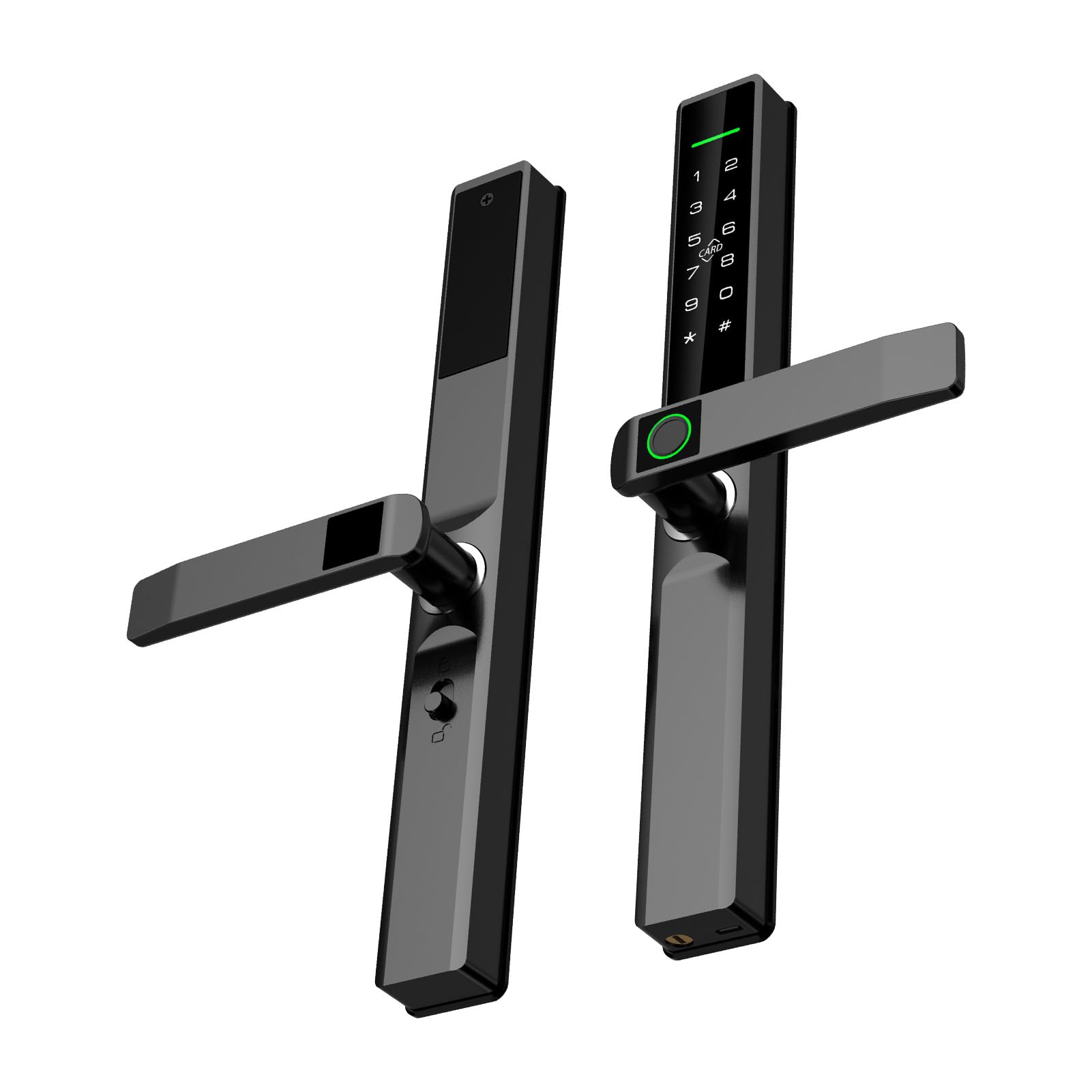 Luqeeg Fingerabdruck, Kennwort, Kartentürschloss, 5 Entsperrmethoden, Aluminiumlegierung, 40-120 Mm Dicke, Ty WiFi mit Alarmsystem, Anti-Kollisions-Griff, Vordertürsicherheit (BLACK)