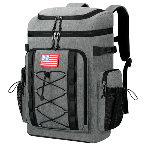 Maelstrom Backpack Cooler,Soft Lightweight Leakproof Cooler Backpack,50 Can Insulated Cooler Bag,Keeps 50 Cans Hot/Cold for Up to 16 Hours,Waterproof Lunch Backpack for Men Women-Grey