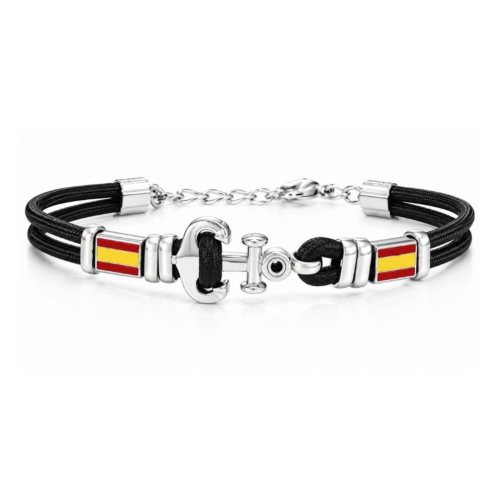 Bracciale Ancora Uomo con Bandiere in Acciaio Inox e Zircone Nero – Simbolo Nautico Mare Estate Vela – Idea Regalo Uomo bcc2494b