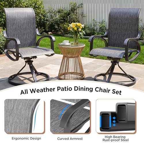 Image of LOUVIXA Patio Swivel Chair Set of 8, All-Weather Patio Swivel Rocking Chair, High Back Patio Dining Chairs for Backyard, Porch, Lawn, Garden(8, Dusky Gray)