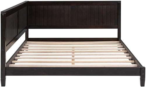 Miniatura 12 de Marco de cama de día matrimonial de madera, marcos de cama de día de tamaño matrimonial con soporte de listones de madera maciza, sofá cama de