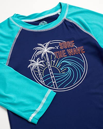 Quad Seven Baby Boys' Rash Guard Set - 3 Piece Bathing Suit Trunks And Rash Guard Shirt (12M-7), Size 4 Toddler, Turquoise Surf All Day, 4T #TOP3