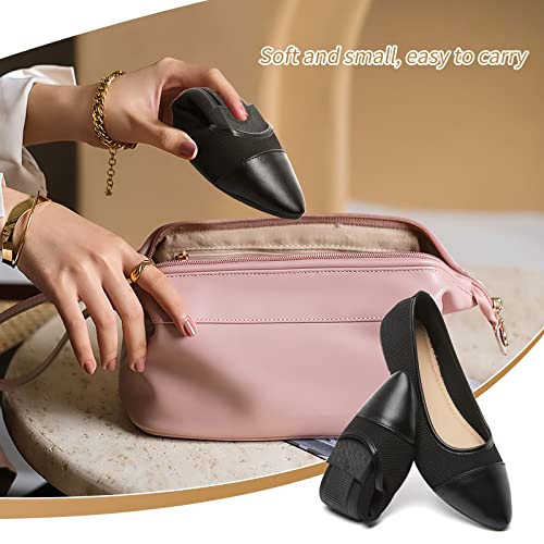 POVOGER Women's Pointed Toe Flats Womens Dressy Ballet Flats Foldable Low Heel Dress Shoes Comfortable 5