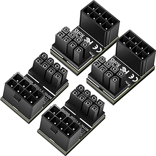 Xiatiaosann 4 PCS ATX 8 pines hembra a 8 pines macho adaptador en ángulo de 180 grados, conector de cable de alimentación GPU para tarjeta gráfica de escritorio