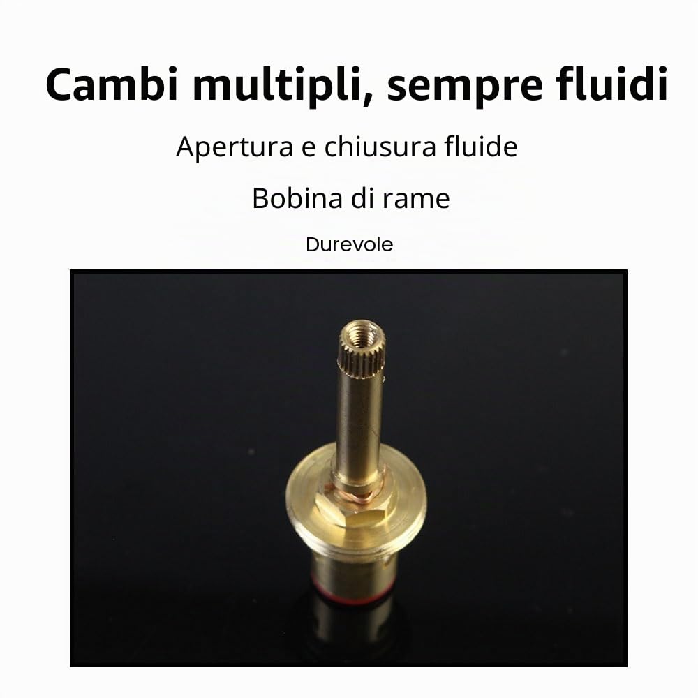 Cartuccia Valvola Rubinetto in Ottone per Vasca da Bagno, Ricambio a Stelo Lungo Alto, Ceramica, Filettatura BSP 1/2", Senso Antiorario (82 mm)