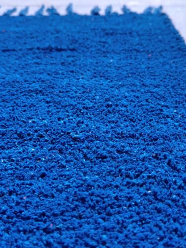 Image of Pooja Pure Cotton Hand Knitted Reversible Aasan Mat (Royal Blue, 24 inchX21 inch | 60X53cm)
