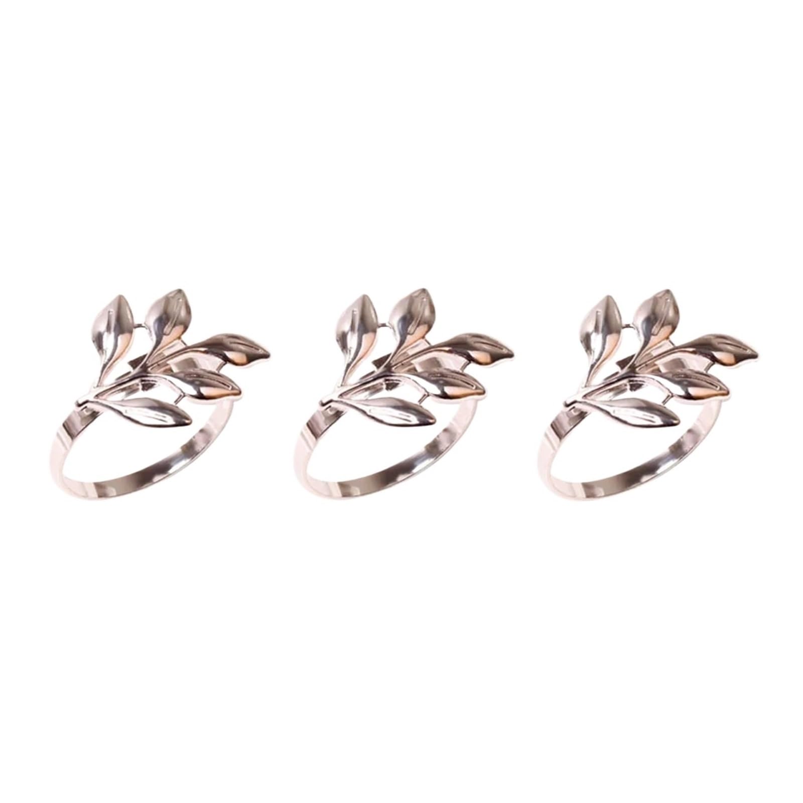 napkin rings Leaf Napkin Rings Buckle Holder for Christmas Thanksgiving Wedding Dinnig Table Decoration(Silver 3pcs)