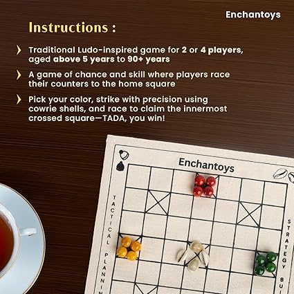 Image of Ashta Chamma Cotton Fabric Board Game- Yellow | Chowka Bara,Katta Mane,Taayam,Kaangi Chaala,Kaana Dua,Traditional Indian Ludo | Travel-Friendly Game | Suitable for Children 4+ Years