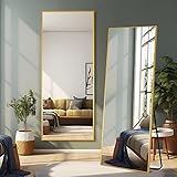 Pexfix Full Body Mirror Full Length Mirror with Gold Aluminum Alloy Frame Mirror Full Length with Stand Wall Mounted Mirror Hanging Mirror for Wall Bedroom Bathroom Living Room Decor,51‘’×16‘’ (1015)