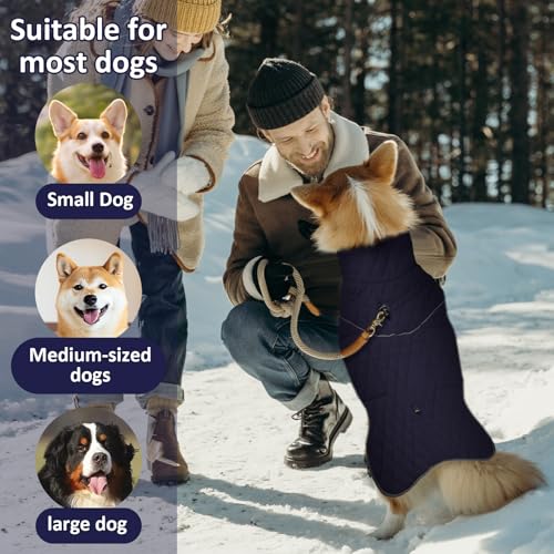 SilverChry wasserdichte Warme Hundejacke, Hundemantel Mit Geschirr Reflektierend, Hundemantel Wasserdicht Warm, Hundemantel Fleece Grosse Hunde Für Kaltes Wetter Für Hund Indoor & Outdoor Camping(M)