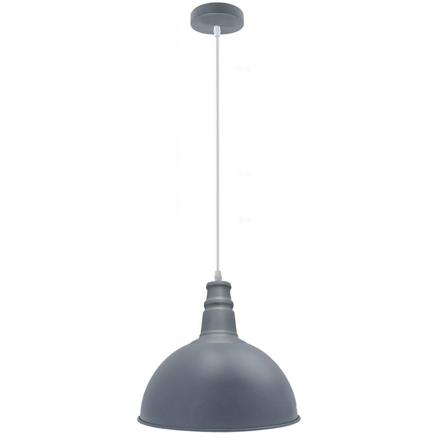 DC VOLTAGE Modern Hanging Adjustable Ceiling Pendant Light 40cm Large Light Shade Industrial E27 Base Metal Ceiling Light Fixtures for Living Room, Bedroom, Office Grey Without Bulb