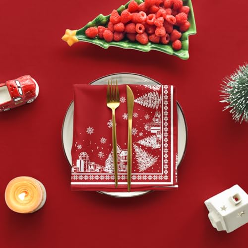 Horaldaily Christmas Tablecloth 60 x 120 Inch Rectangular Red Snow House by Horaldaily - Used condition - Image 5