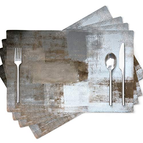 Modern Art Placemats Cafe Placemats Abstract Art Painting Artwork Dining Placemats 4 Pack Brown