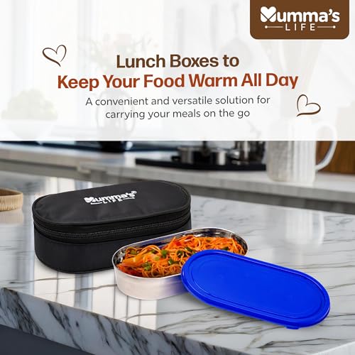 Image of Mumma's LIFE Stainless Steel Lunch Box Suitable for School, Offices and picnics(280 ML) (Black) (MUSKI)