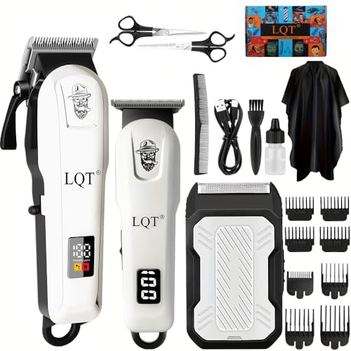 LQT Hair Clippers for Men Professional Barber Clippers and Trimmer Set Mens Cordless Clipper 3 pcs setHair Cutting Kit for Men
