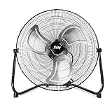 Xcity 20 Inch Industrial Floor Fan, 3-speed High Velocity Heavy-Duty Standing Fan, 180°Adjustable Tilt, Metal Construction and Aluminum Blades for Warehouse, Workshop, Factory, Garage, Black