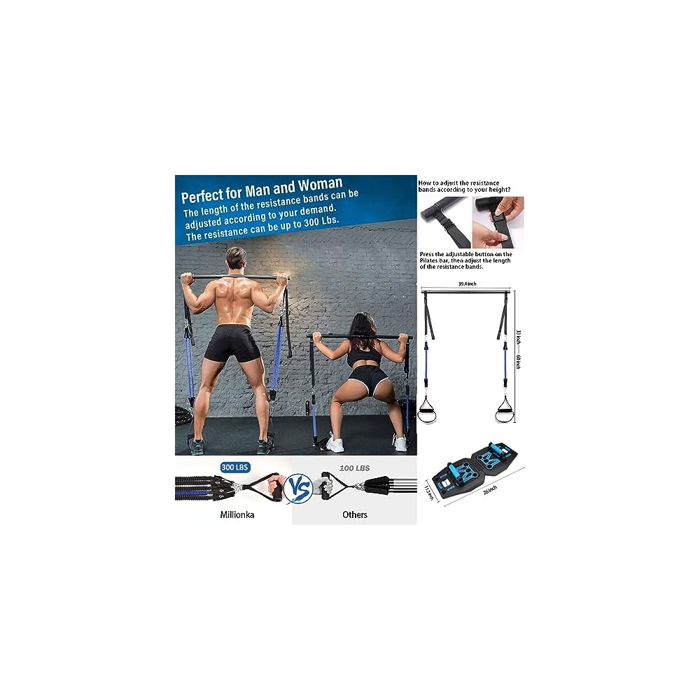 HOTWAVE Portable Workout Equipment with 23 Gym Accessories.14 in 1 Push Up Board Fitness,Resistance Bands with Ab Roller Wheel,Exercise at Home Men and Women