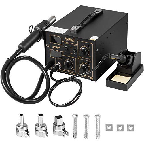 Happybuy 852D+ 2 in 1 Soldering Station 110V Hot Air Rework Station 700W Soldering Iron Station with Accessories