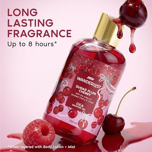 Image of Nykaa Wanderlust Sugar Plum Cherry with Cica Gentle Cleanser Body Wash for Nourished, Refreshing Skin | 250ml | Paraben-Free & Vegan