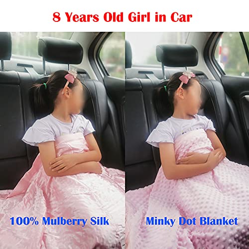 Image of Baby Soft Silk Blanket - 100% Mulberry Silk On One Layer with Minky Plush Dot Blanket Backing - Reversible Double Layer, Gift for Girls /Boys Best for Summer (28 x 40 inch, Light Pink)
