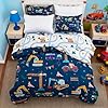 Holawakaka Trucks Tractors Cars Boy Bedding Comforter Set with Sheets, Twin Size Cartoon Construction Car Excavator Print Kids Bed in A Bag 5-Piece, Boys Reversible Dorm Bed Sets (Navy Blue Twin) #2