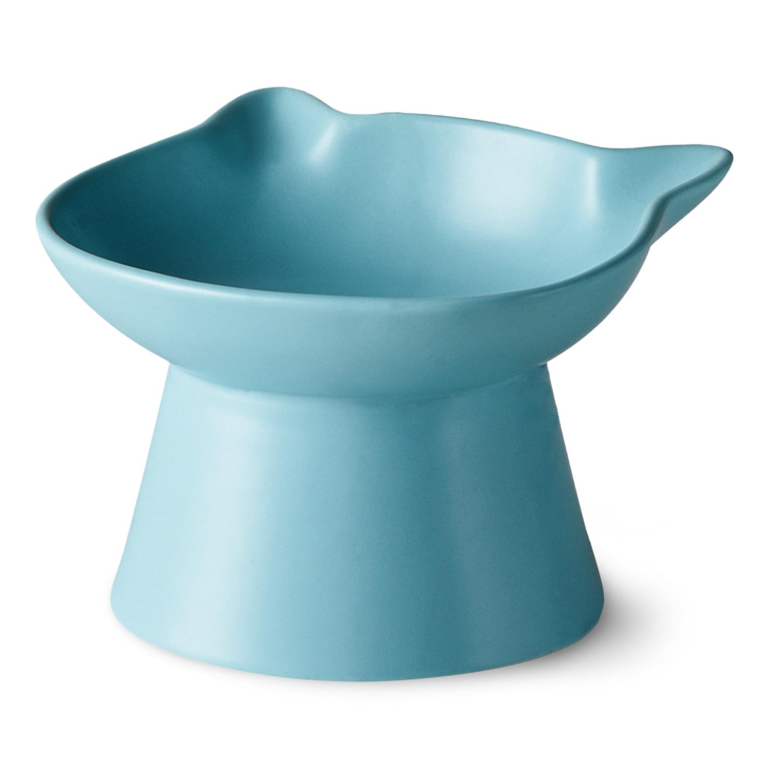 Ceramic Elevated Cat Bowl, Raised Cat Food Water Bowl for Indoor Cats with Stand, Titled Anti-Vomiting Cat Dish，Whisker Friendly, All Life Stage