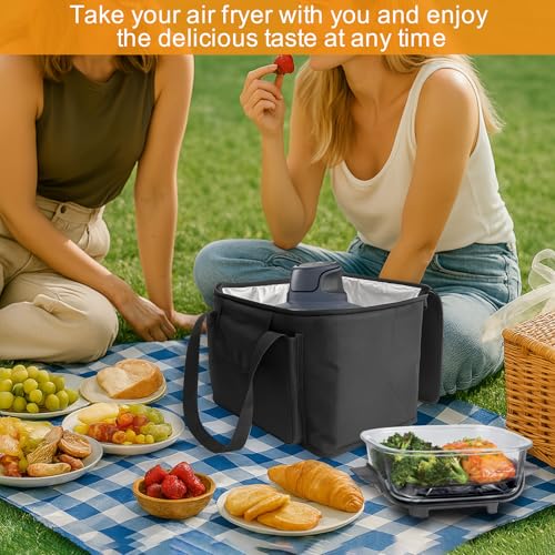 Image of Carrying Bag for Ninja Crispi Air Fryer FN101GY, 14.2x10.8x10.2 IN Oxford Cloth Heavy Duty Heat-resistant Waterproof Portable Outdoor Storage Carrier Case with Pockets Compatible with Deep Fryer