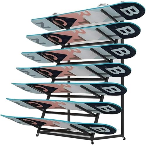 LIEOWYD Metal Snowboard Storage Rack, Triangle Freestanding Ski Storage Rack for Garage, Home Gym Organize Holder, 4/5/6 Layers Available