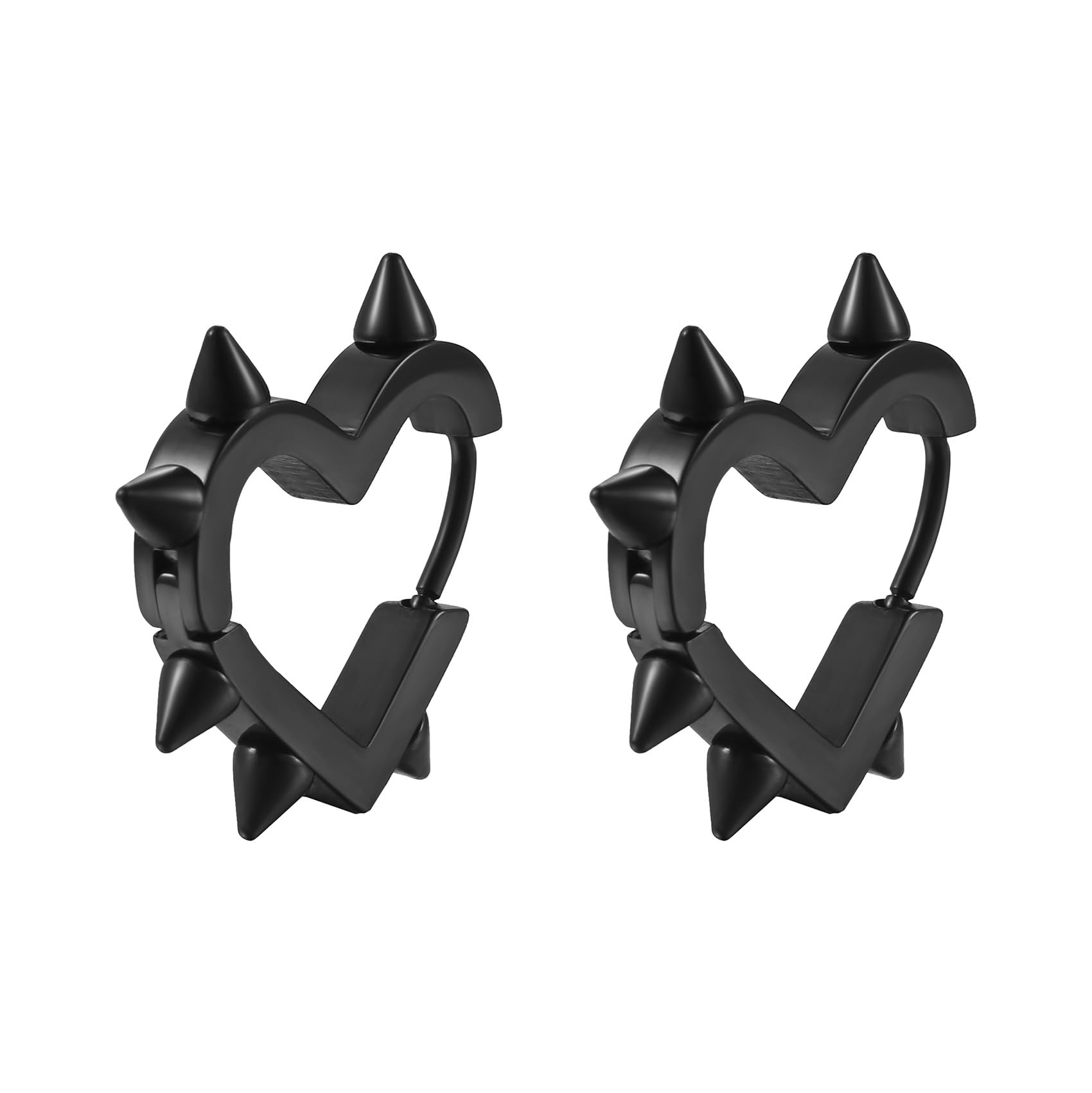 Punk Spike Hoop Earrings Huggie Heart Round Gothic Y2K Emo Grunge Rivet Awl Stud Hoop Earring for Men and Women