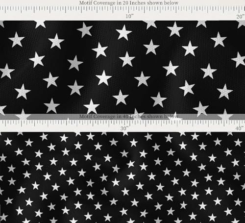 Image of Soimoi Black Cotton Canvas Fabric Stars Star Decor Fabric Printed Meter 44 Inch Wide
