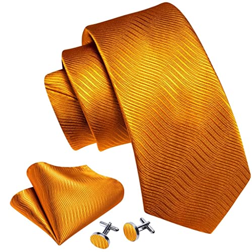 Set de corbata para hombre con rayas doradas