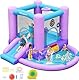 FBSPORT hüpfburg Outdoor mit gebläse hüpfburg mit Wasserrutsche Indoor, hüpfburgen Kinder 285 x 254 x 165 cm Kinder Bounce Castle mit Ball Pit Pool, Basketball Reifen, Dart Spiel