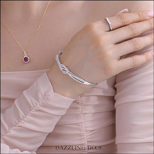 Image of Dazzlingrock Collection Round White Diamond Infinity Knot Bangle Bracelet for Her (Diameter 2.75 inch, 0.25 ctw, Color I-J, Clarity I2-I3) in 925 Sterling Silver