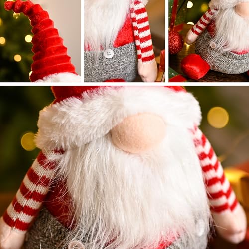 Gnome de Noël rouge et blanc en peluche de 23 cm pour table - 5
