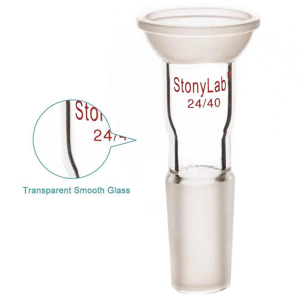 stonylab Adaptateur en Verre de Laboratoire avec Rotule, Adaptateur de Connexion en Verre Borosilicate avec Joint Sphérique Supérieur 35/20 et Joint Intérieur Inférieur 24/40
