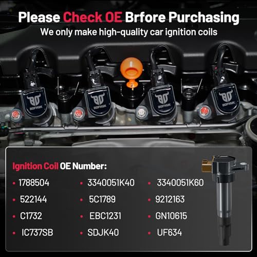 Image of BDFHYK Ignition Coil Pack UF634 Compatible with Suzuki Swift 2013-2016 Grand Vitara 2009-2013 Kizashi SX4 2010-2013 SX4 Crossover 2012 1.2L 1.6L 2.0L 2.4L Suzuki Oem Coil Pack Coil for C1732 Set of 4