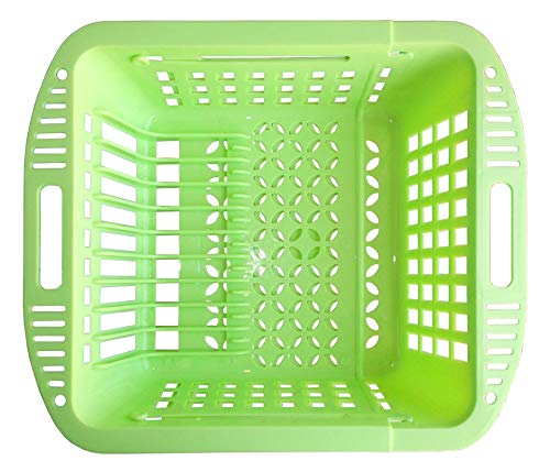 Image of Kotak Sales Multipurpose Kitchen Collapsible Fruit Vegetable Sink Basket Space Saver Adjustable Washing Dish Utensils Foldable Rack Drying Drain Holder Expandable Length 34cm to 48cm (Green)