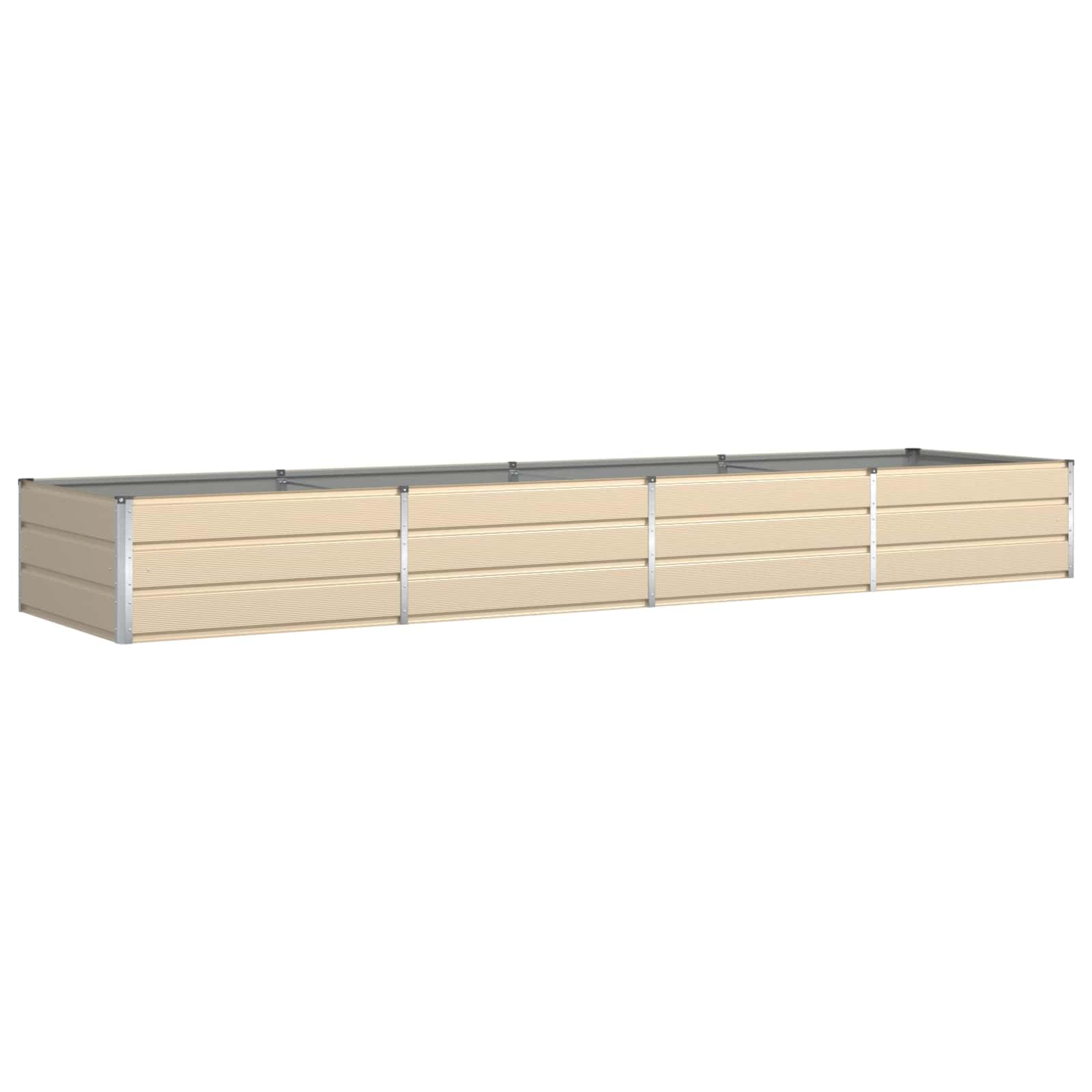 Macetero marfil 385 x 100 x 45 cm – Gran bancal elevado de acero galvanizado para jardín y terraza – Jardinera estable de metal en diseño industrial – Maceta robusta