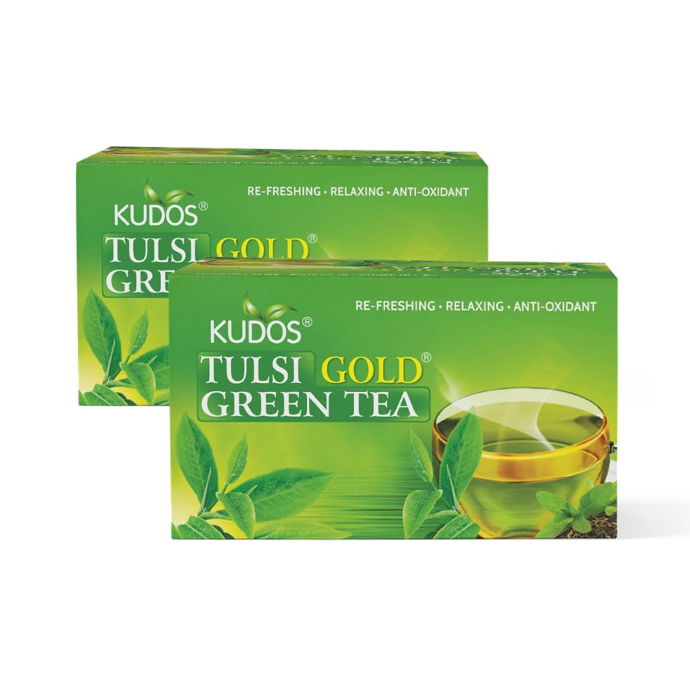 Kudos Ayurveda Tulsi Gold Green Tea Lemon & Ginger (25 Bags) - Pack of 2 (B01N4BERV0) Amazon Price History, Amazon Price Tracker