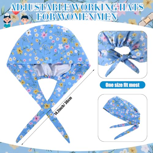Image of Unittype 4 Pcs Nurse Caps for Women Nursing Working Caps with Button and Sweatband Adjustable Elastic Scrub Hats for Dentist