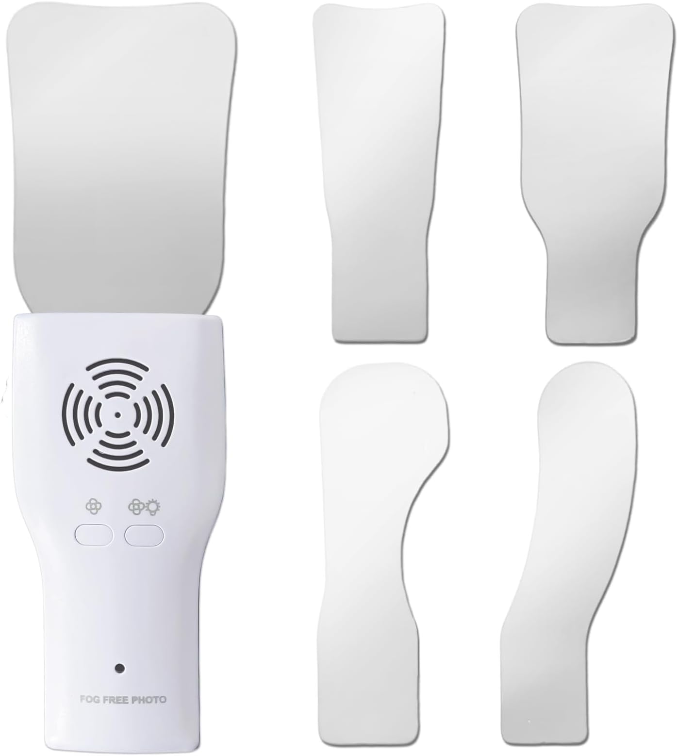 Fog-Free Dental Occlusal Photographic Mirror Device with 4 Rhodium Intraoral Reflective Mirrors for Dentistry, Anti-Fog Fan and LED Lighting Handle with Plated Glass Reflectors Oral Inspection Kit