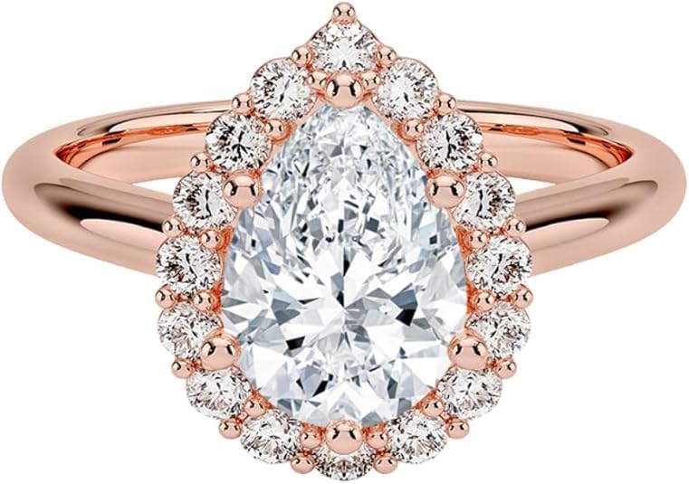 1-3 Carat Pear Cut IGI Certified Lab Grown Diamond Engagement Ring 10K 14K 18K Solid Gold Halo Lab Grown Diamond Ring Christmas Gift For Her