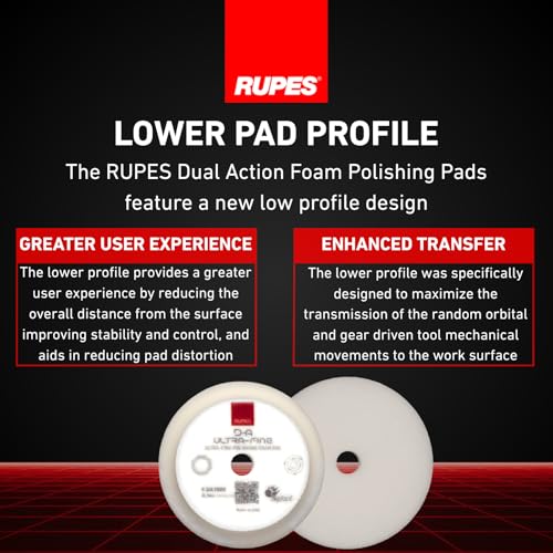 Image of RUPES 9.DA100S Pack of 24 White D-A Ultra-Fine Polishing Foam Pads 100mm | Ideal for Paint Correction & Gloss Enhancement | Extremely Fine Defect Removal | Compatible with 4 inch Backing Plate