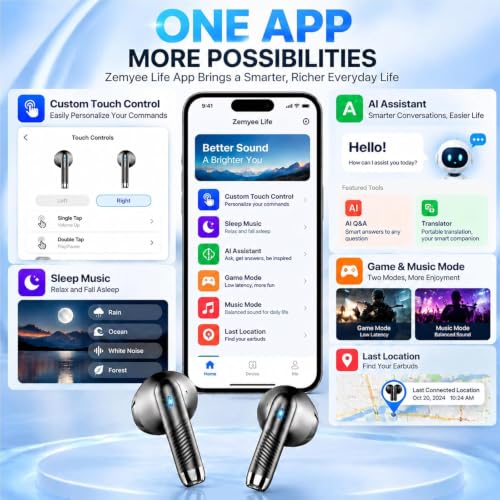 Drsaec Kopfhörer Kabellos Bluetooth 5.4 Kopfhörer, 6D Mini in Ear Ohrhörer – Ansicht 5
