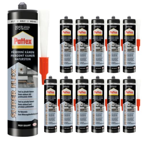 Baukleber Natursteinkleber Weiß - Hochwertiger Dicht- & Klebstoff für Marmor, Granit, Beton, Holz & mehr – UV-beständig, elastisch & witterungsfest – keine Flecken (12 x 280ml)