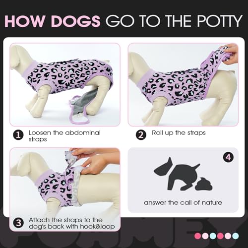 Image of FUAMEY Recovery Suit for Dogs After Surgery,Soft Breathable Dog Bodysuit E-Collar & Cone Alternative Surgical Suit,Male Female Dog Neuter Spay Suits Anti Licking Wounds Onesie Purple Leopard L